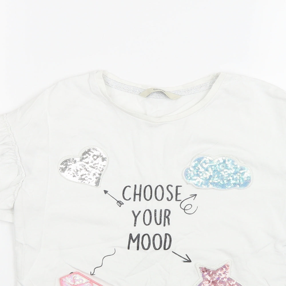 George Girls White   Basic T-Shirt Size 8-9 Years