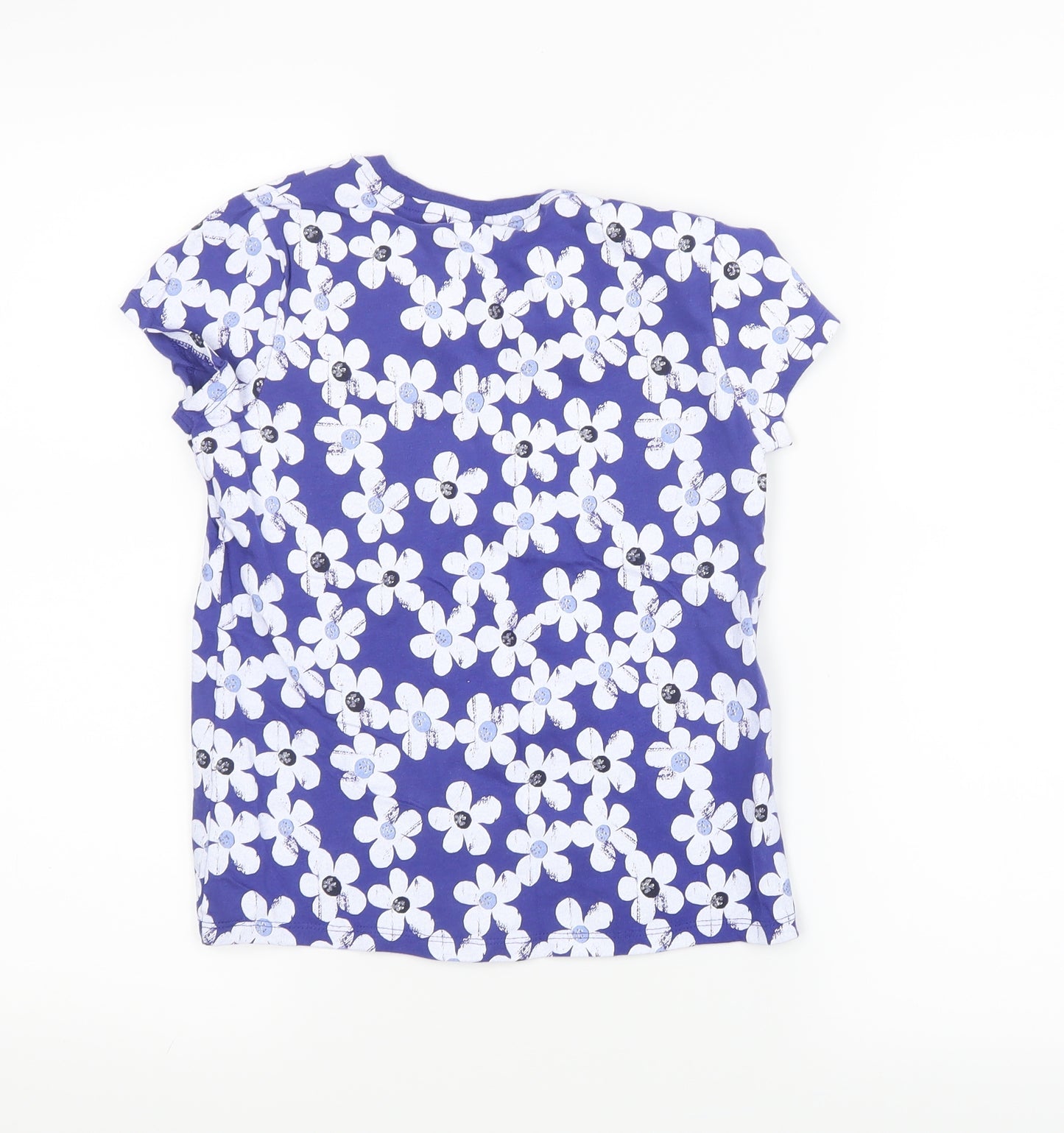 George Girls Blue Floral  Basic T-Shirt Size 9-10 Years
