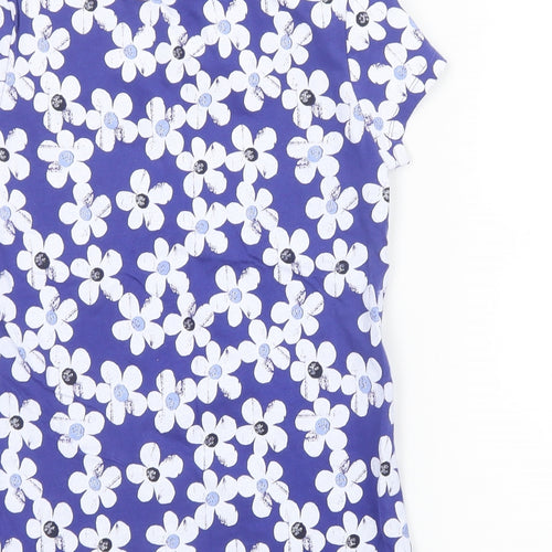George Girls Blue Floral  Basic T-Shirt Size 9-10 Years