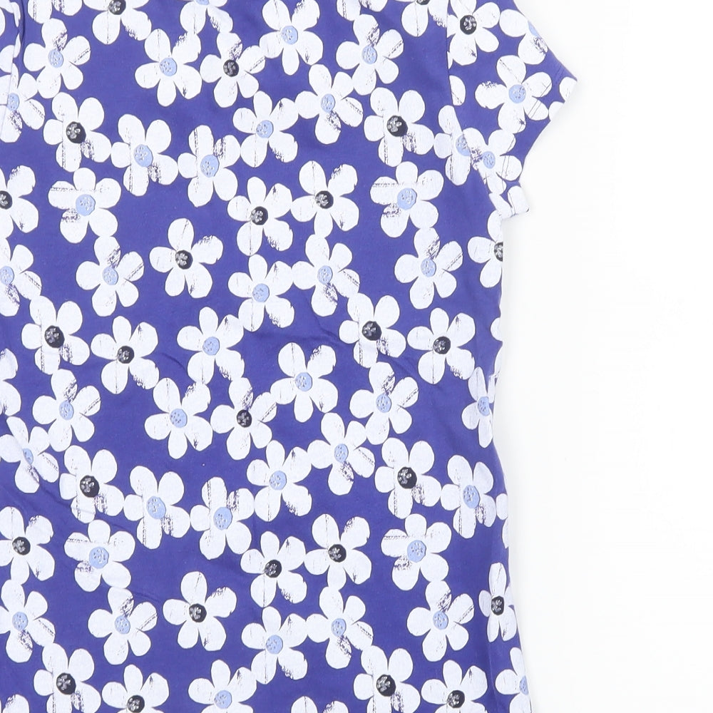 George Girls Blue Floral  Basic T-Shirt Size 9-10 Years