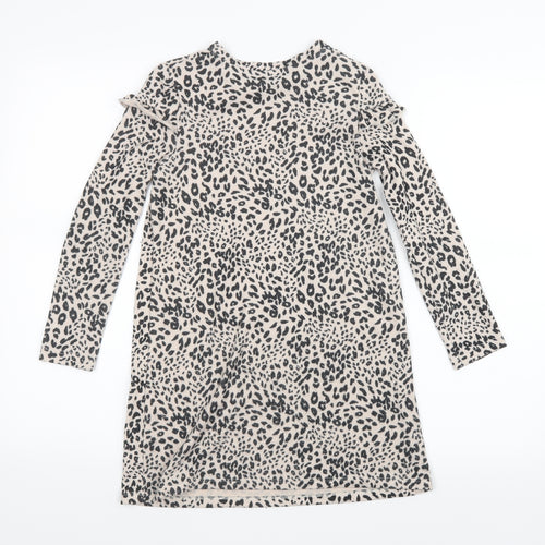 George Girls Beige Animal Print  Shirt Dress  Size 7-8 Years