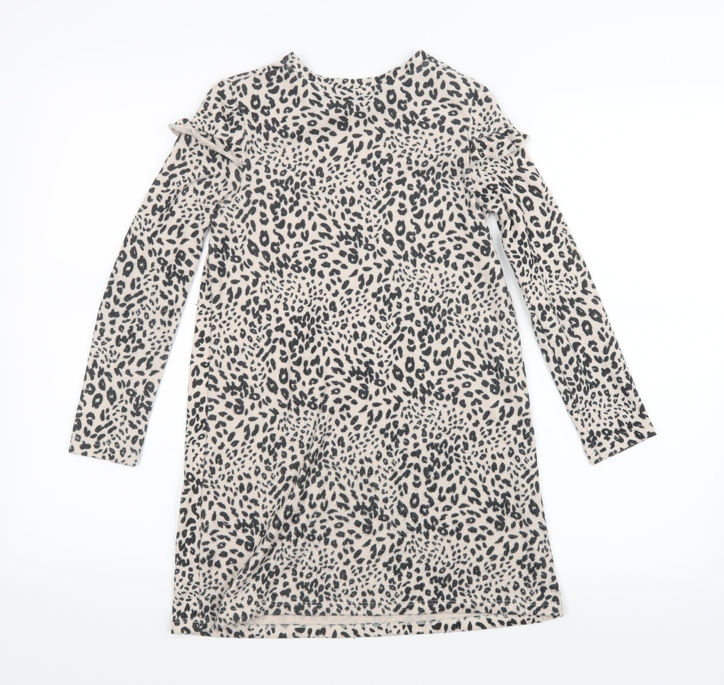 George Girls Beige Animal Print  Shirt Dress  Size 7-8 Years