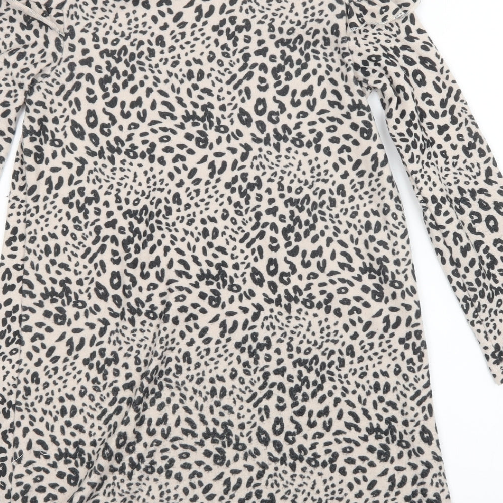 George Girls Beige Animal Print  Shirt Dress  Size 7-8 Years