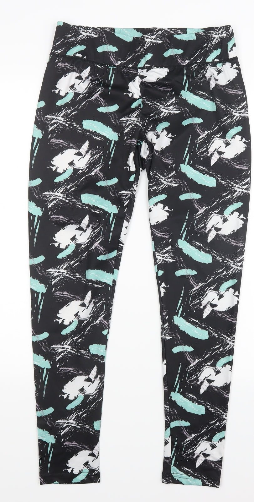 Tone Time Womens Black Geometric  Capri Leggings Size 14 L27.5 in