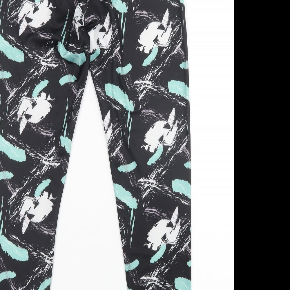 Tone Time Womens Black Geometric  Capri Leggings Size 14 L27.5 in
