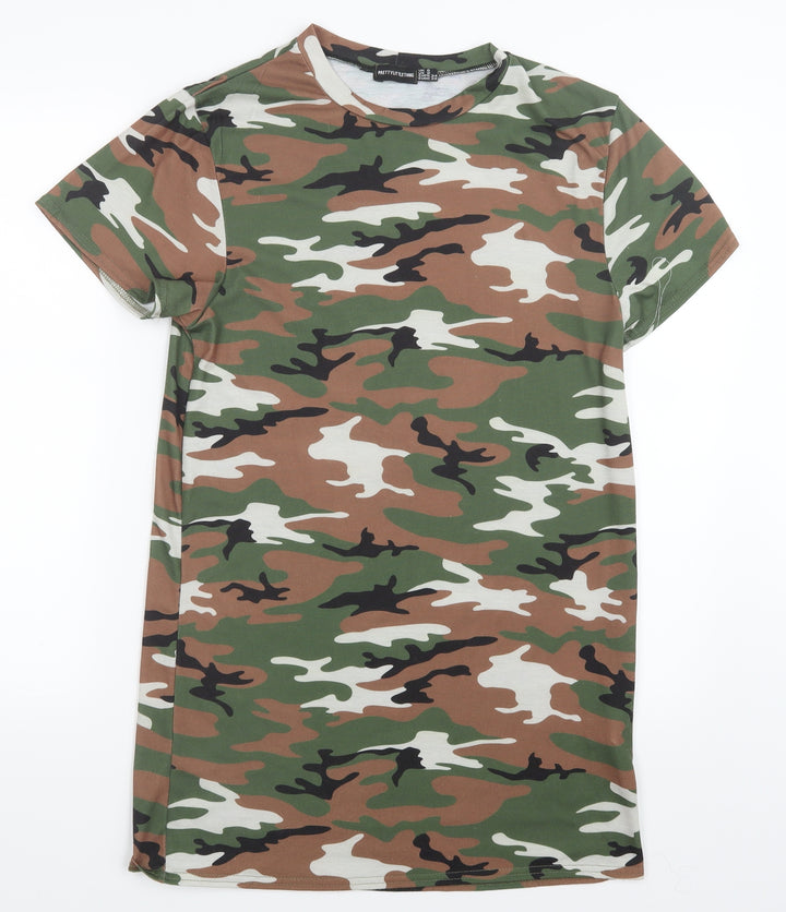 PRETTYLITTLETHING Womens Green Camouflage Mini Size 6