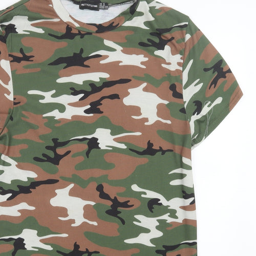 PRETTYLITTLETHING Womens Green Camouflage  Mini  Size 6
