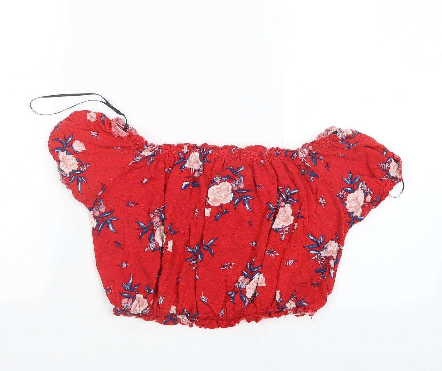 Divided by H&M Womens Red Floral  Cropped T-Shirt Size M