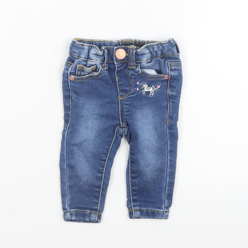 Denim Co. Girls Blue  Denim Cargo Jeans Size 0-3 Months