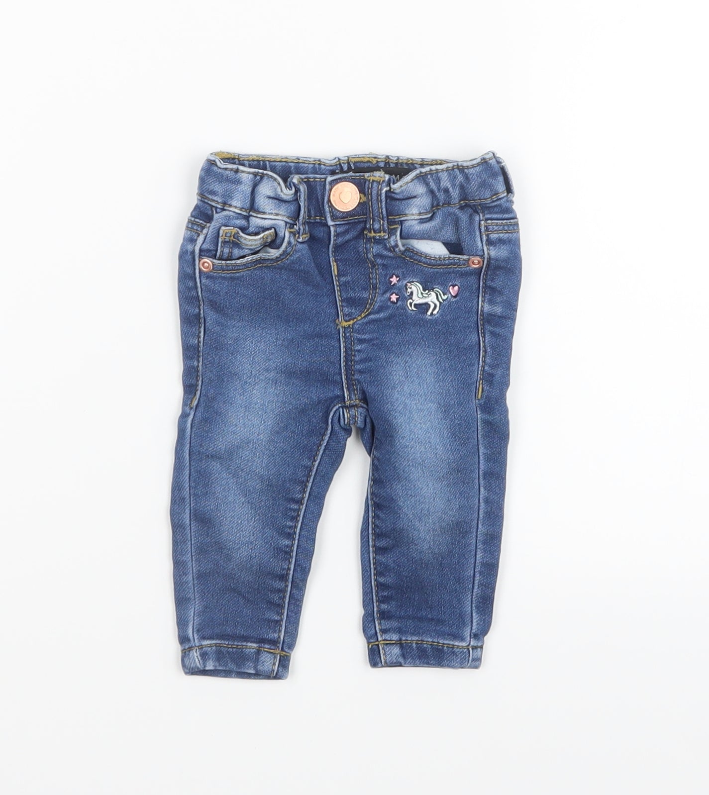 Denim Co. Girls Blue  Denim Cargo Jeans Size 0-3 Months