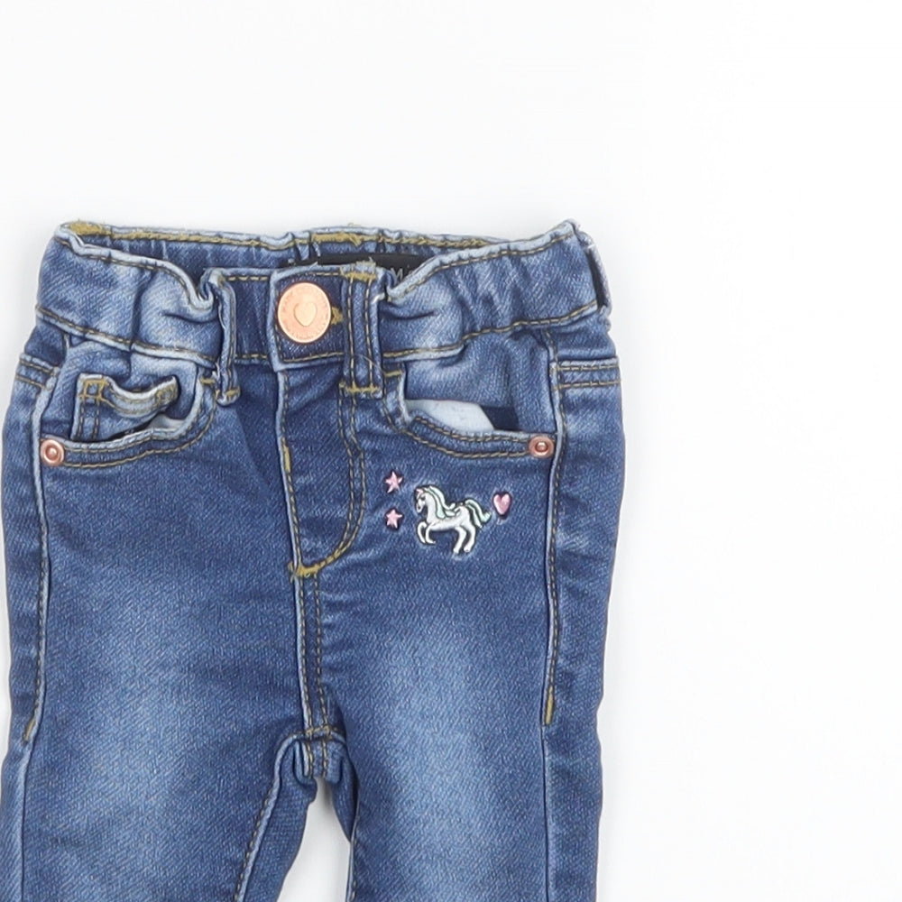 Denim Co. Girls Blue  Denim Cargo Jeans Size 0-3 Months