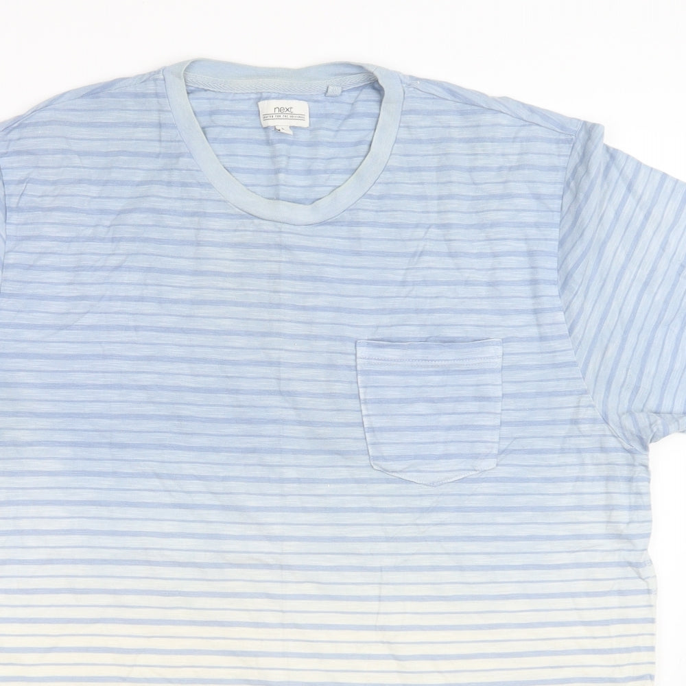 NEXT Mens Blue Striped   T-Shirt Size L