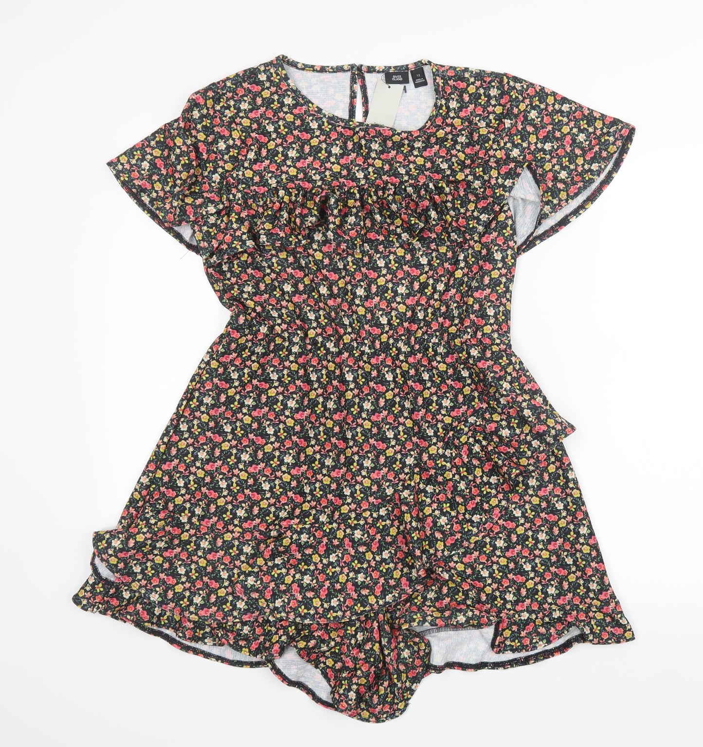 River Island Womens Pink Floral  Playsuit One-Piece Size 12