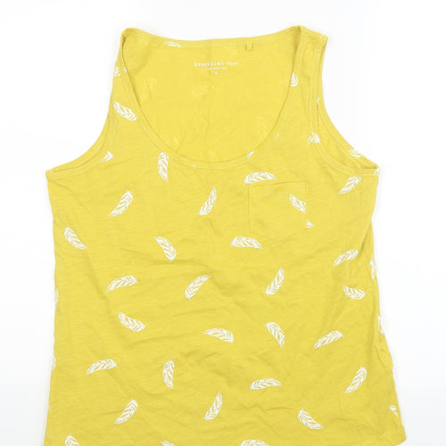 Principles Womens Yellow   Basic Tank Size 12  - Feather Print
