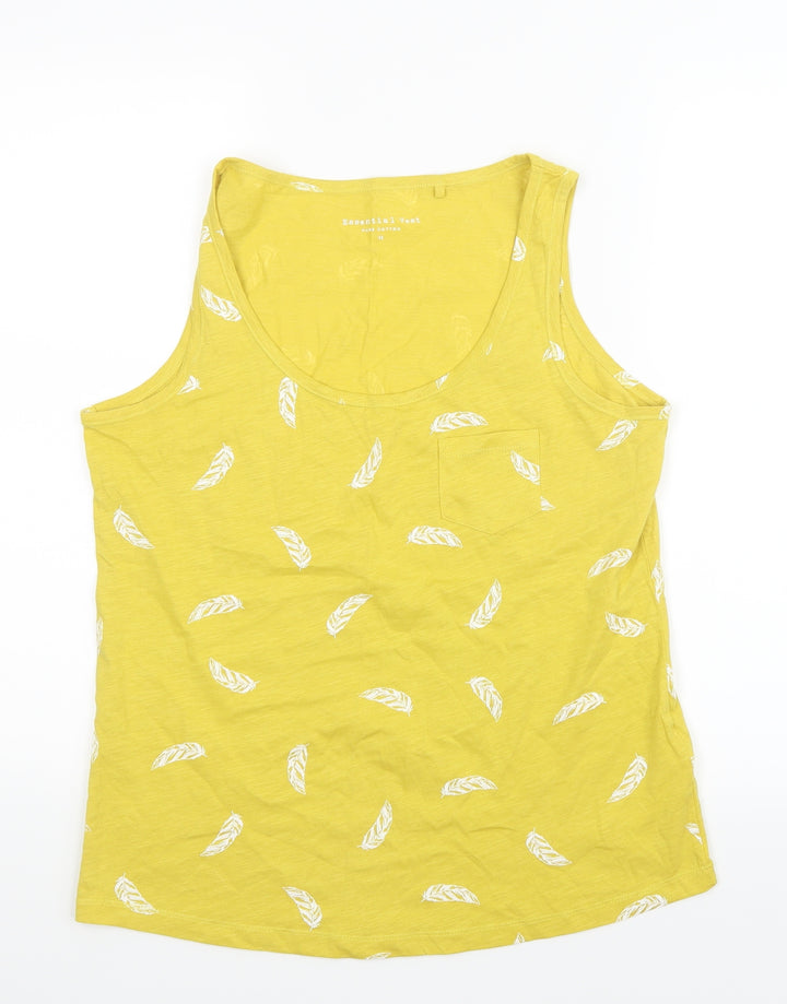 Principles Womens Yellow Basic Tank Size 12 - Feather Print