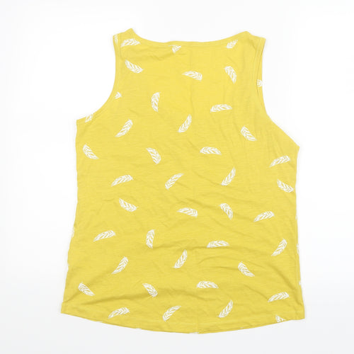 Principles Womens Yellow   Basic Tank Size 12  - Feather Print
