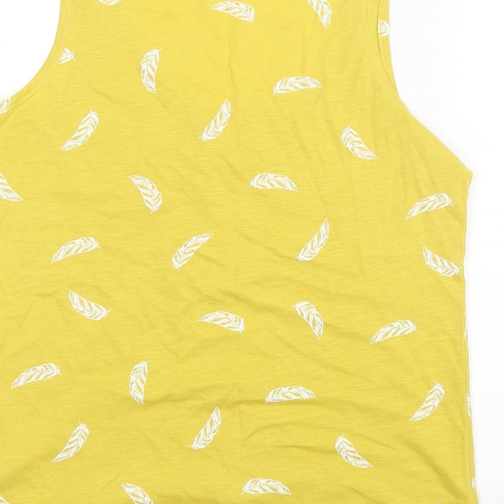 Principles Womens Yellow   Basic Tank Size 12  - Feather Print
