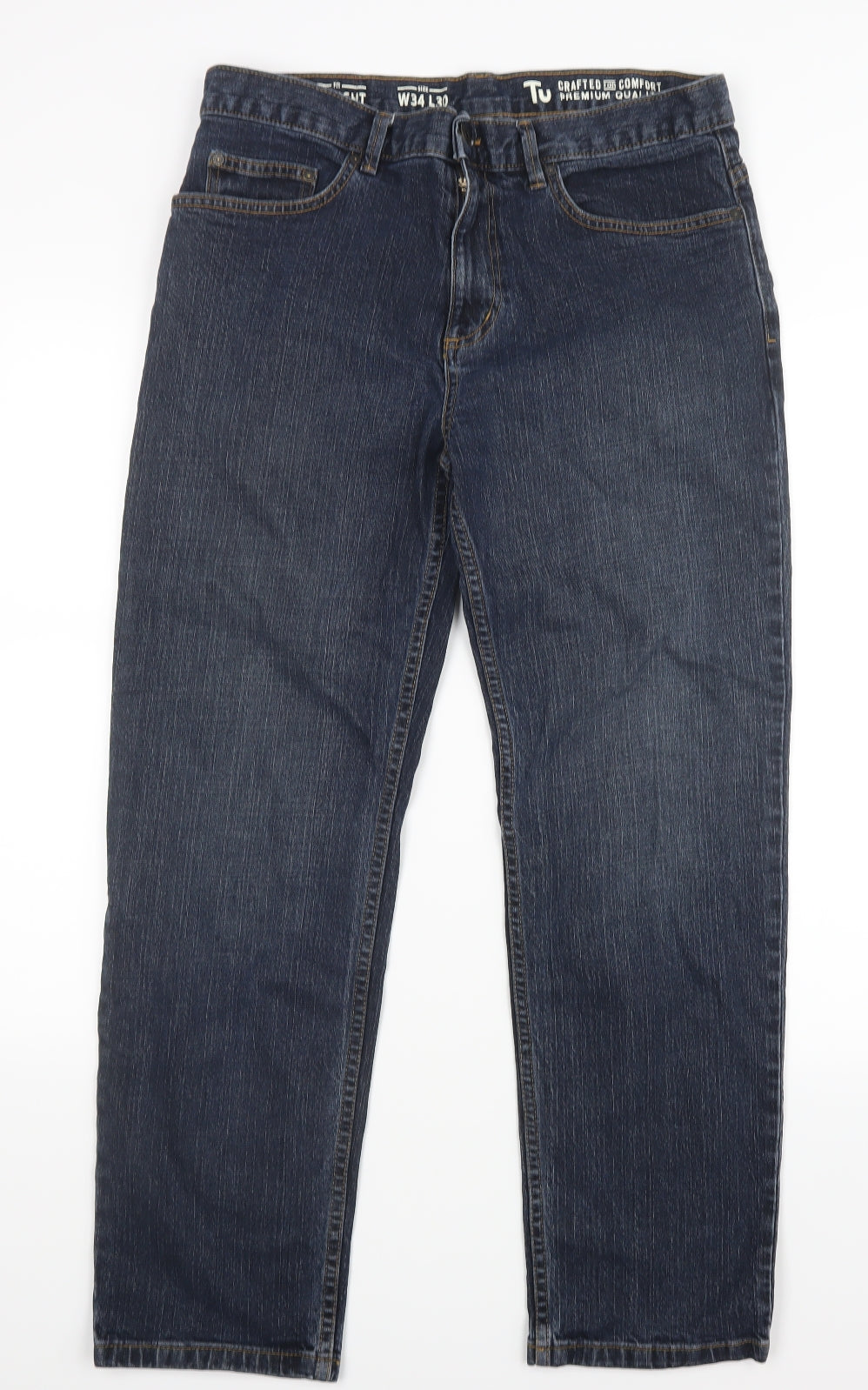 TU Mens Blue  Denim Straight Jeans Size 34 in L29 in