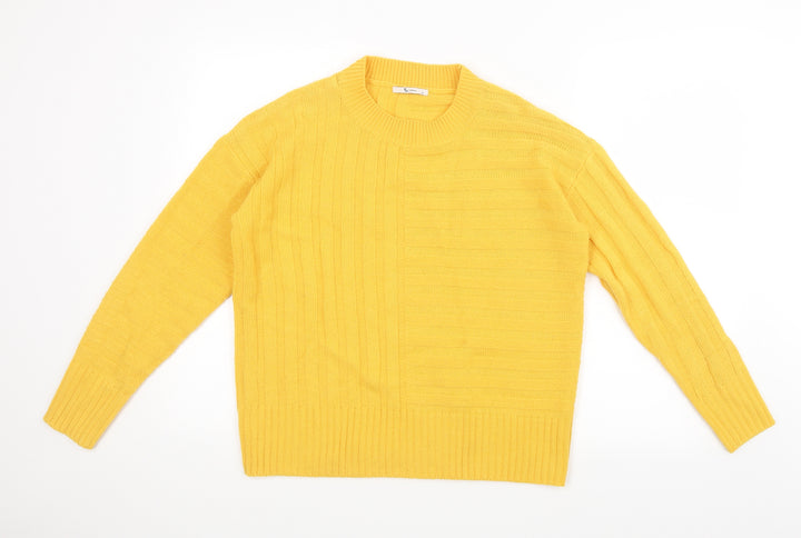 TU Womens Yellow  Knit Pullover Jumper Size 10