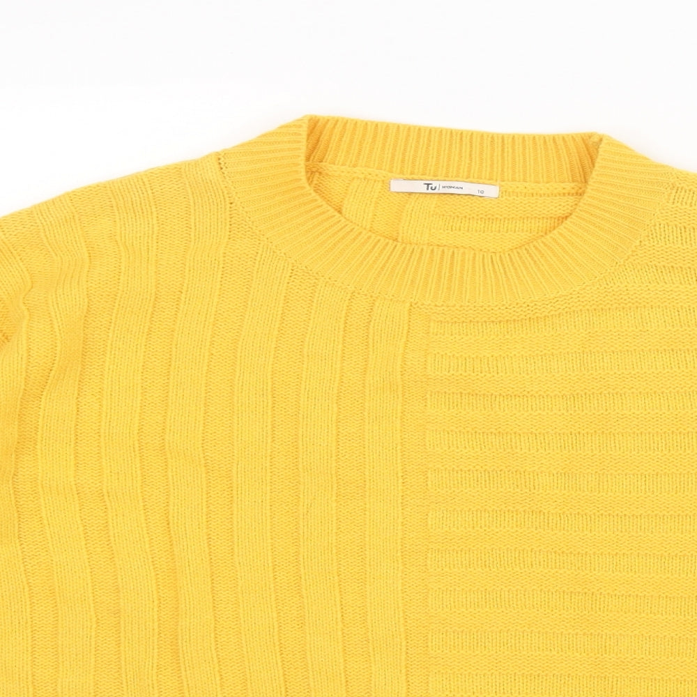 TU Womens Yellow  Knit Pullover Jumper Size 10