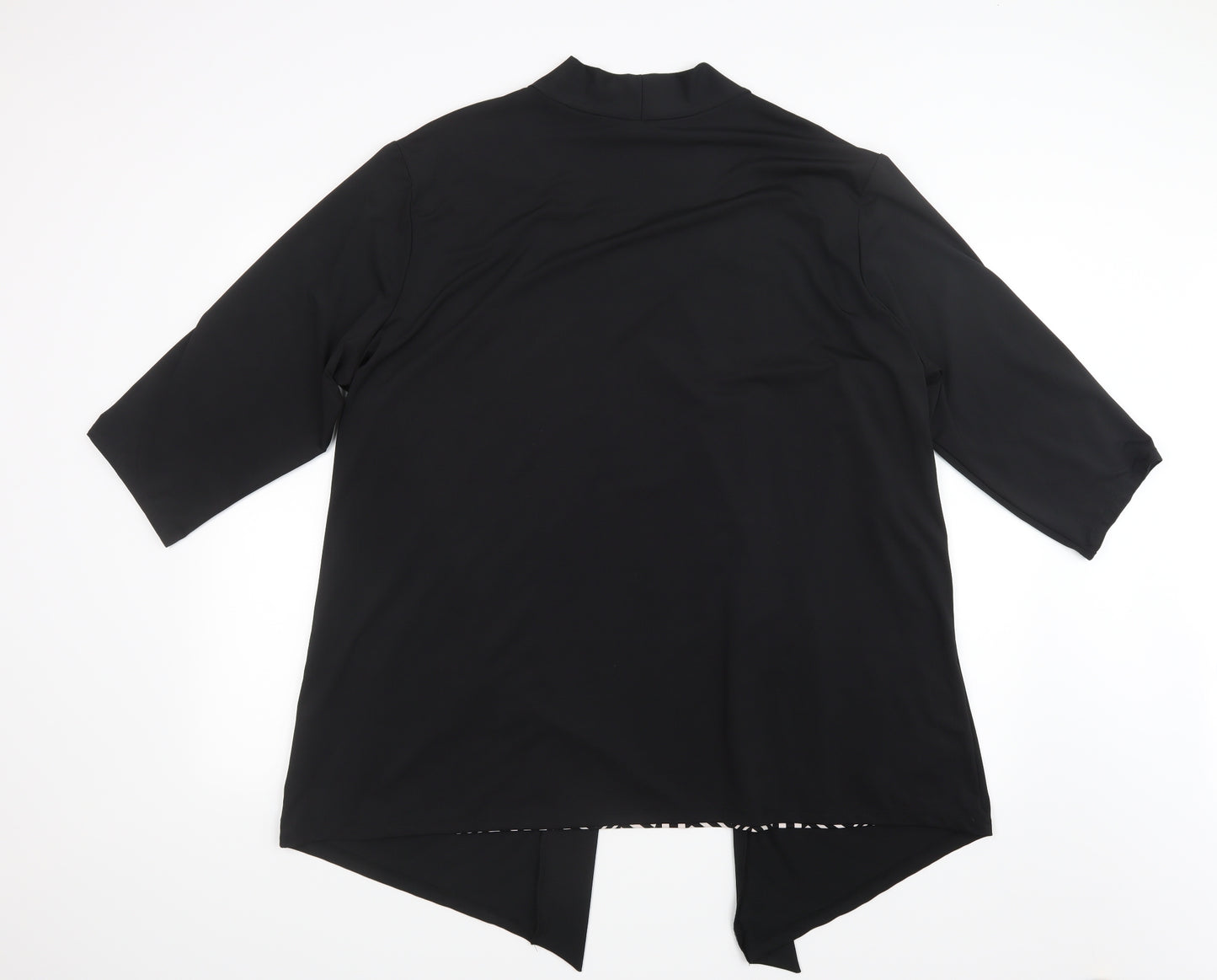 Preworn Womens Black Geometric  Basic Blouse Size 26  - Top and cardigan in one