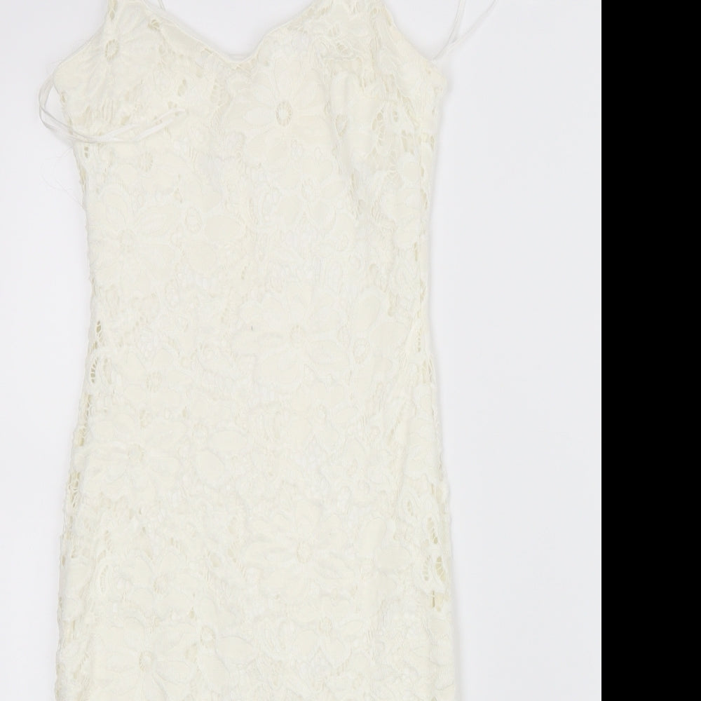 River Island Womens White  Lace Bodycon  Size 6