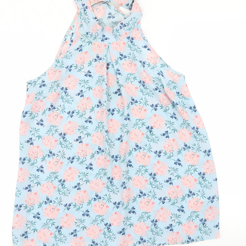 TU Womens Blue Floral  Basic Tank Size 10