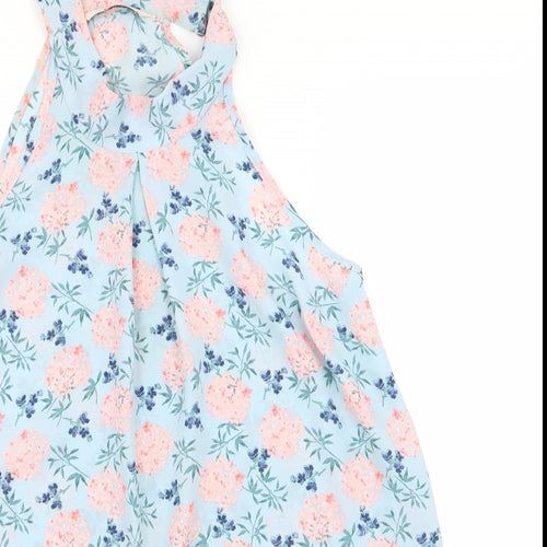 TU Womens Blue Floral  Basic Tank Size 10