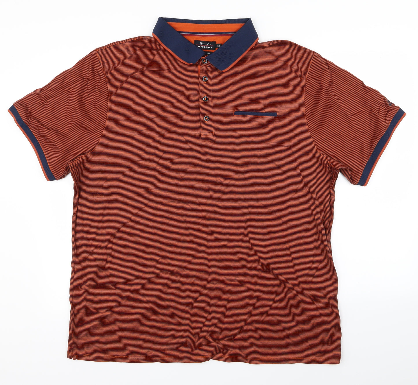 Jeff Banks Mens Orange Striped   Polo Size XL