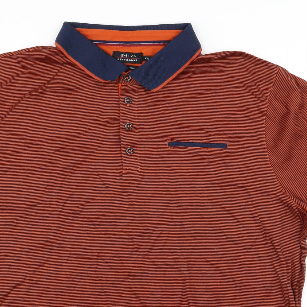 Jeff Banks Mens Orange Striped   Polo Size XL