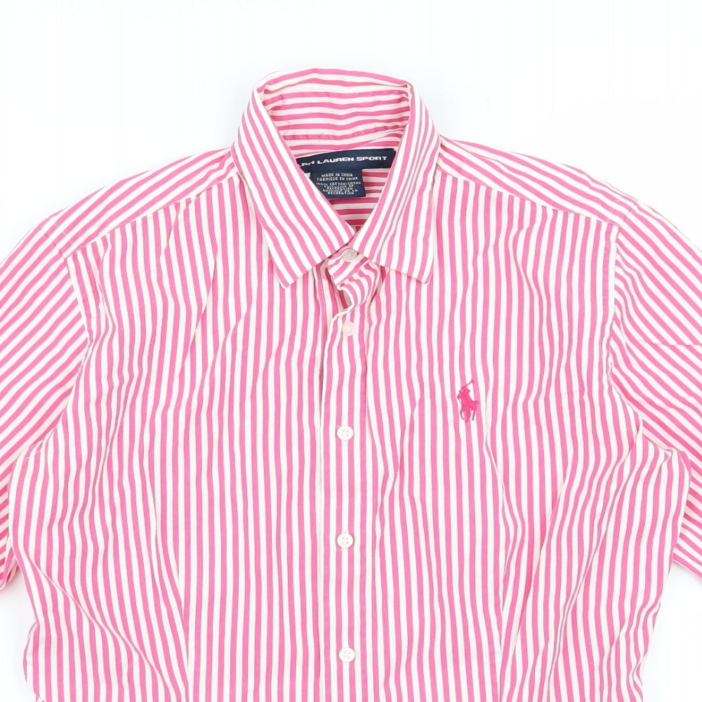 ralph auren sport Womens Pink Striped  Basic Button-Up Size 6