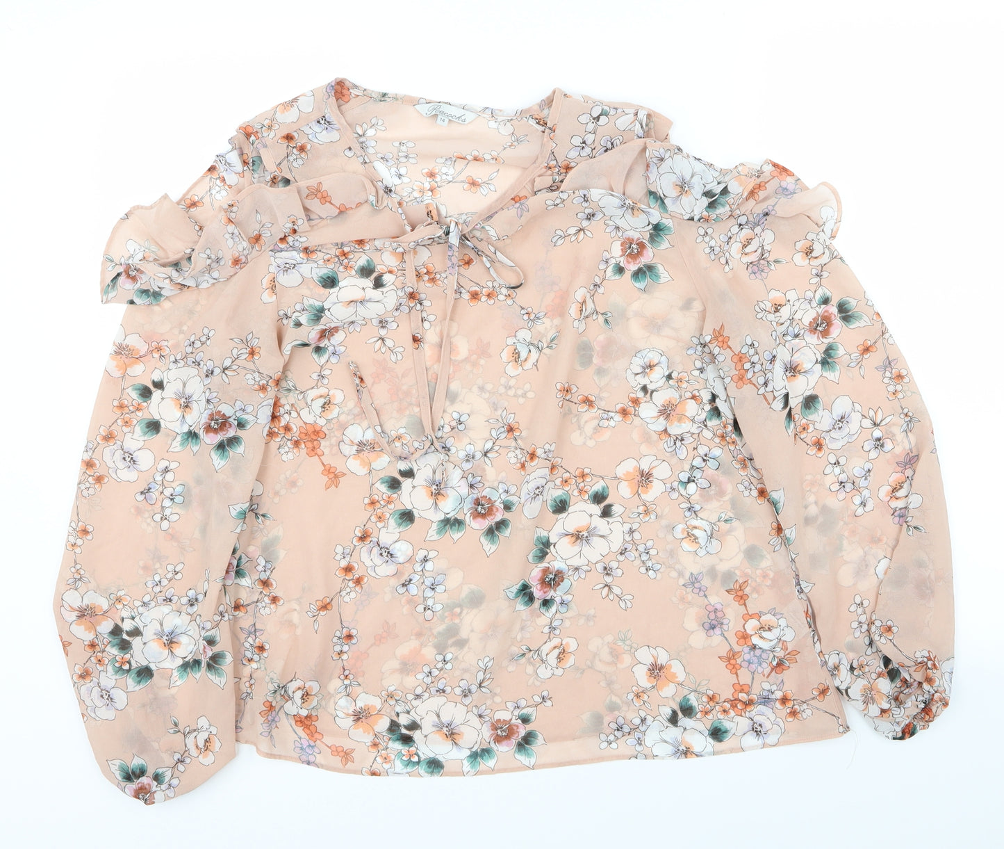 Peacocks Womens Pink Floral  Basic Blouse Size 14