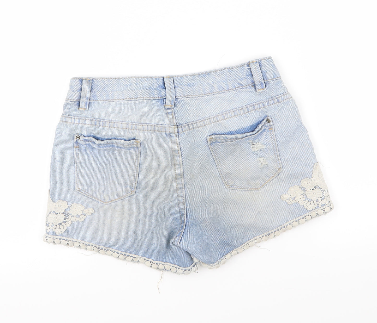 New Look Girls Blue Floral  Hot Pants Shorts Size 12 Years - denim shorts