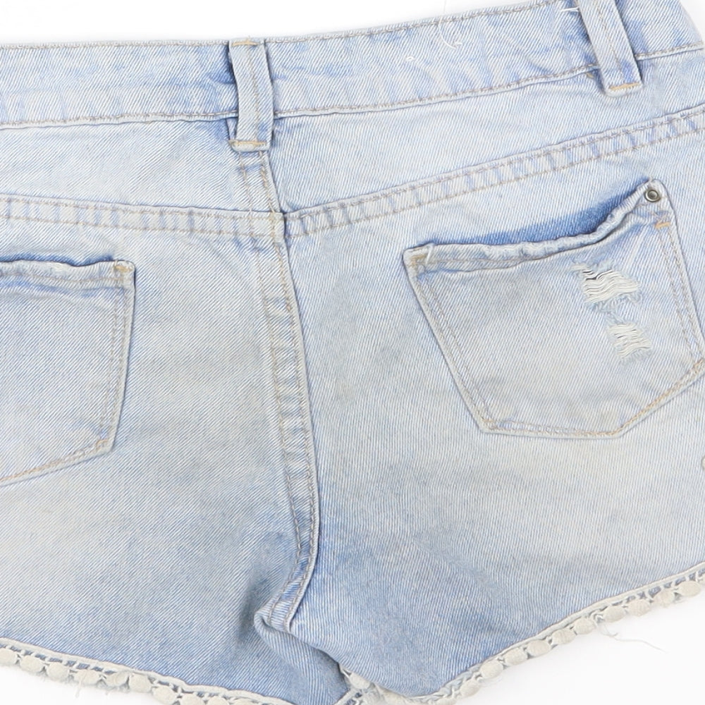 New Look Girls Blue Floral  Hot Pants Shorts Size 12 Years - denim shorts