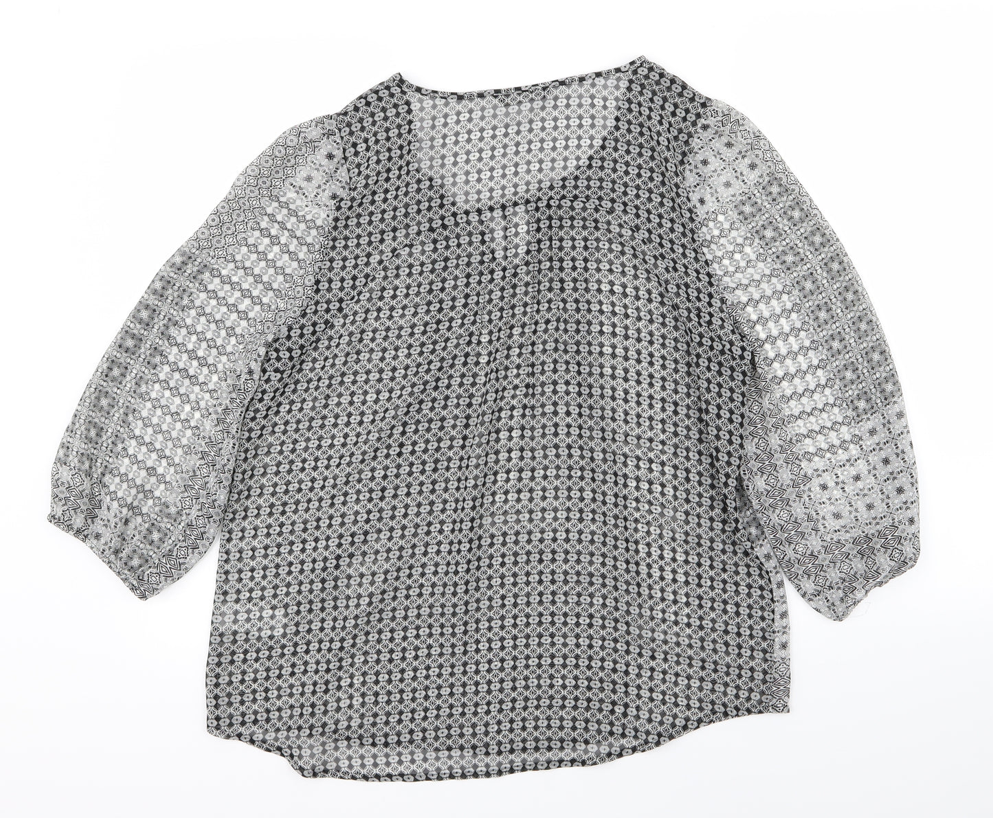 m&s Womens Black Geometric  Basic Blouse Size 14