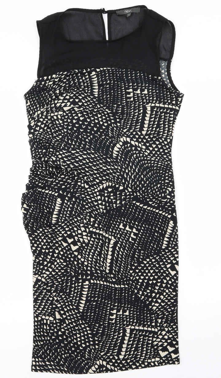 NEXT Womens Black Geometric  A-Line  Size 10