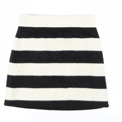 Topshop Womens White Striped  Mini Skirt Size 12