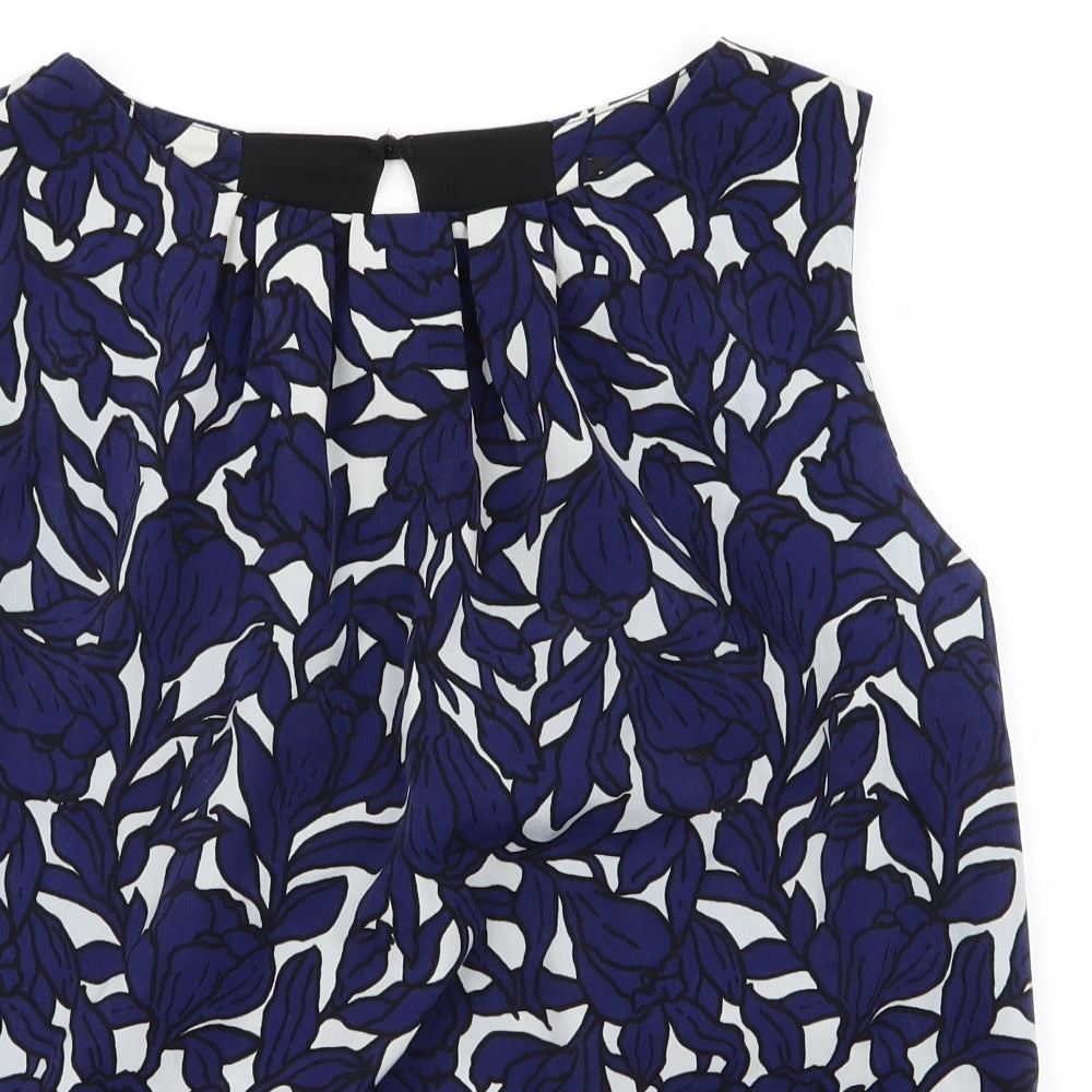 Dorothy Perkins Womens Blue Floral  Basic Blouse Size 16