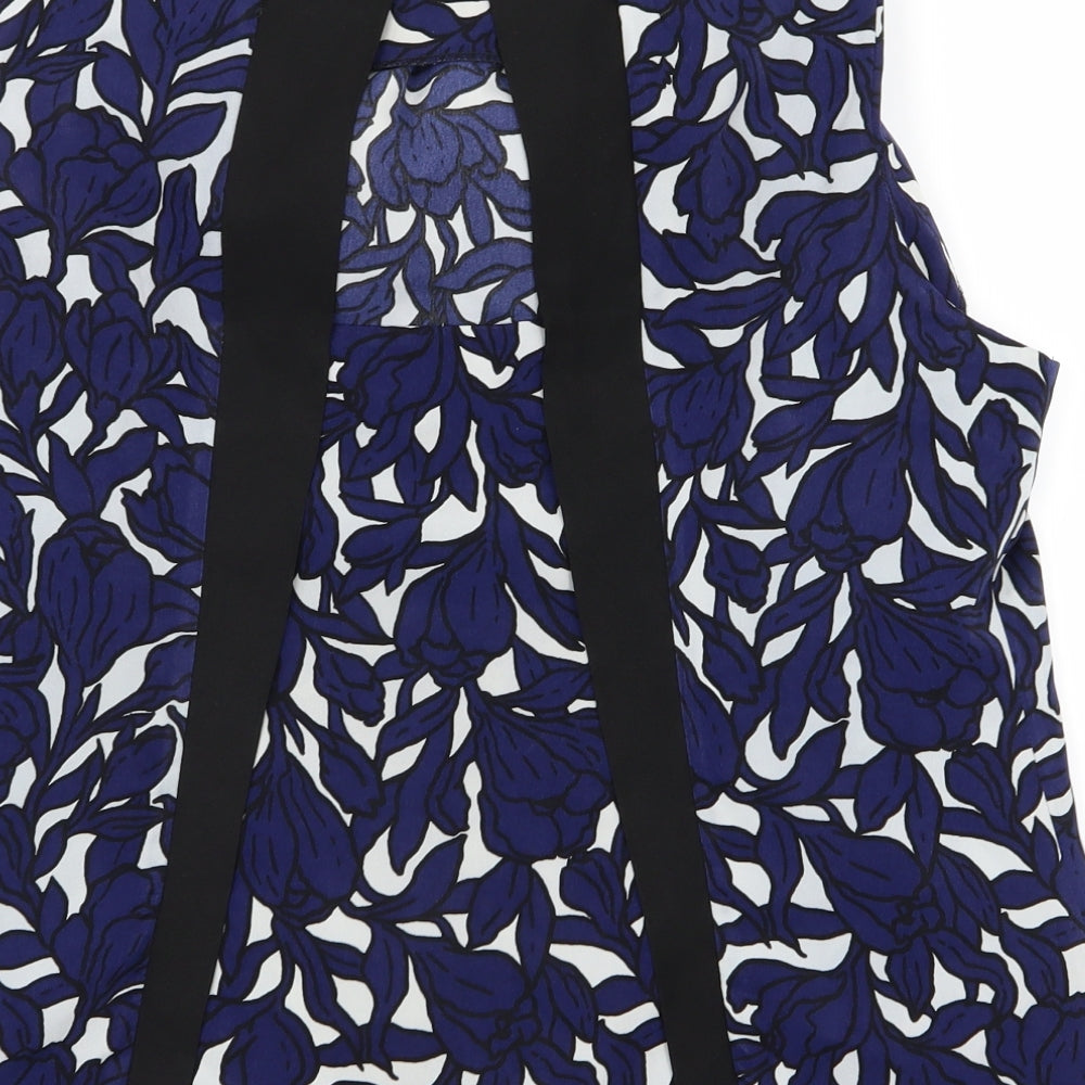 Dorothy Perkins Womens Blue Floral  Basic Blouse Size 16