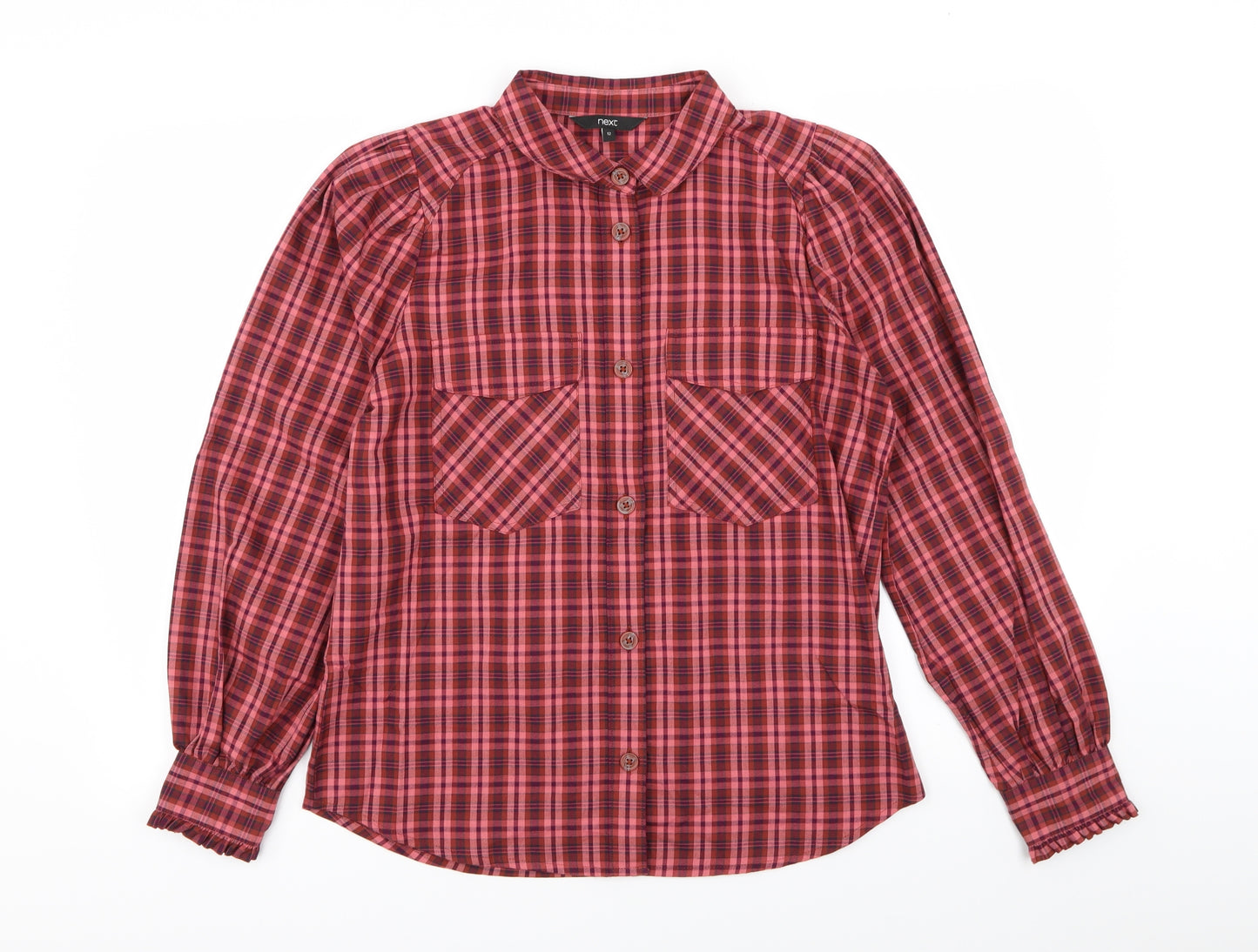NEXT Womens Red Check  Basic Button-Up Size 12