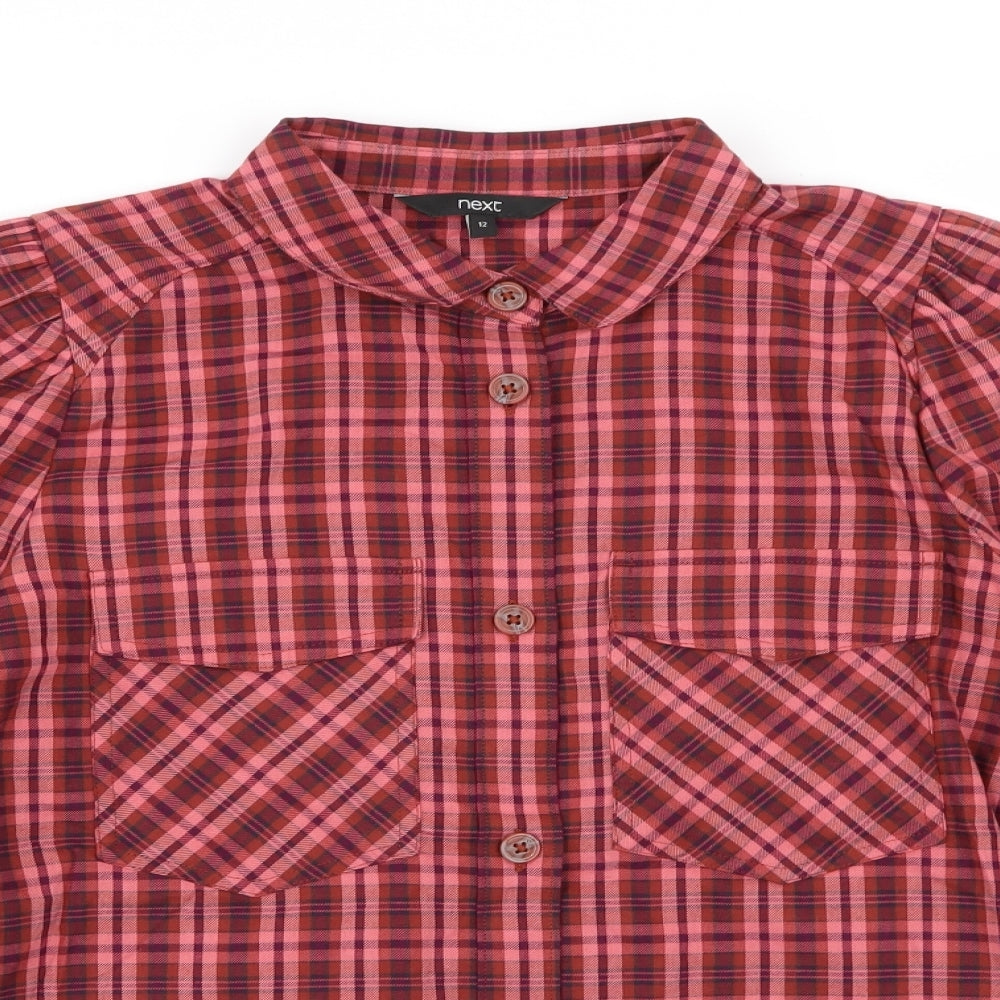 NEXT Womens Red Check  Basic Button-Up Size 12