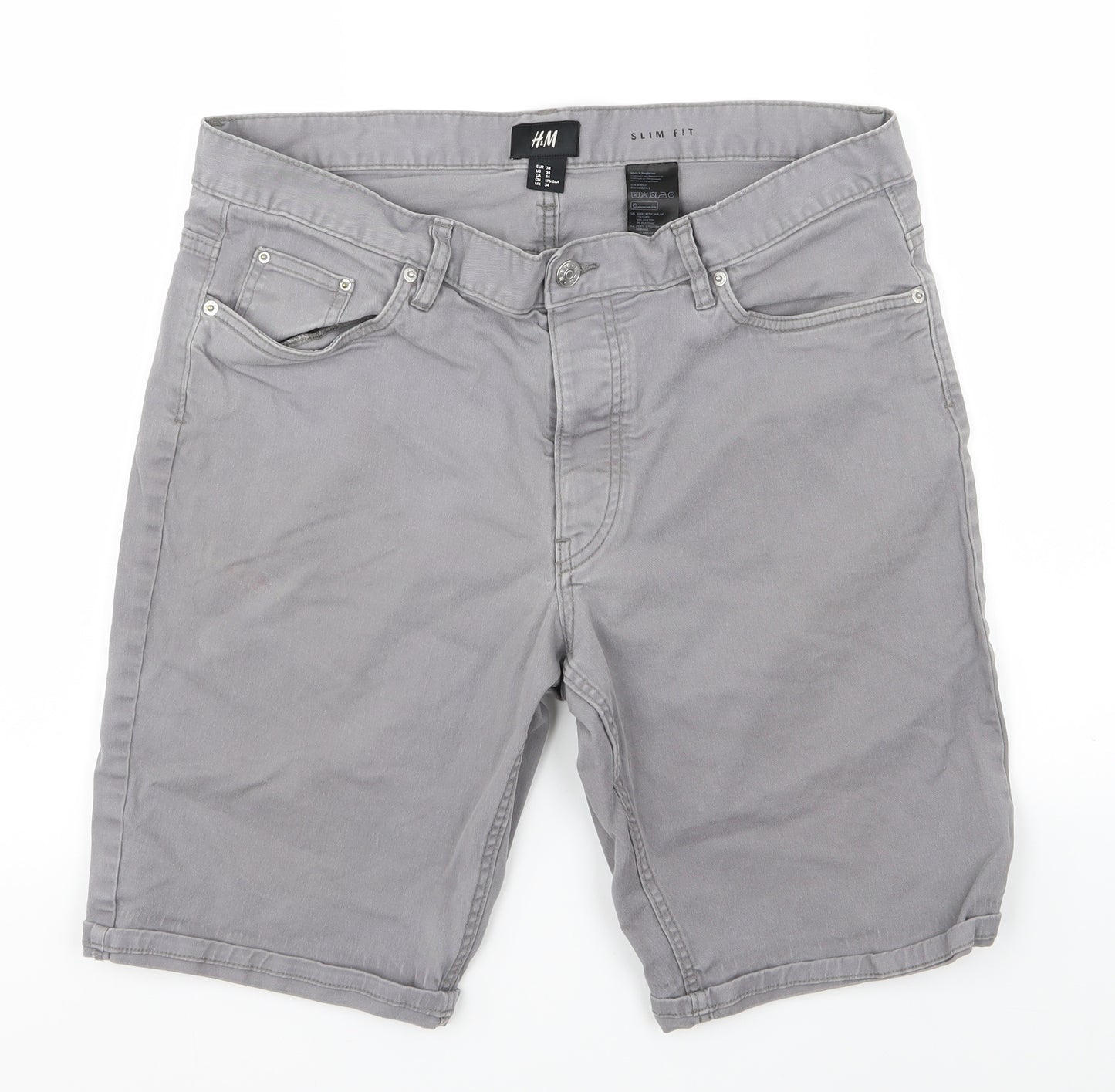 H&M Mens Grey   Chino Shorts Size 34 in