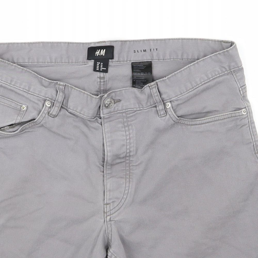 H&M Mens Grey   Chino Shorts Size 34 in