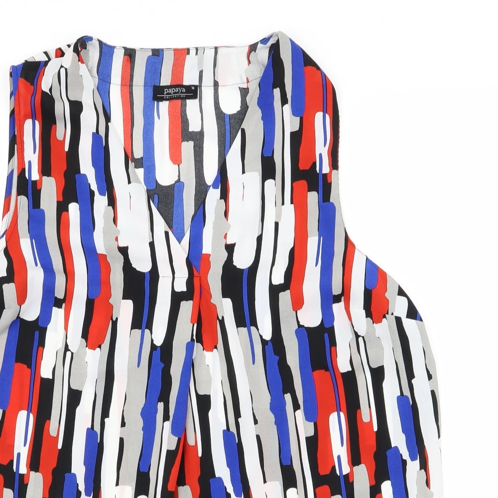 Papaya Womens Multicoloured Geometric  Basic Blouse Size 16
