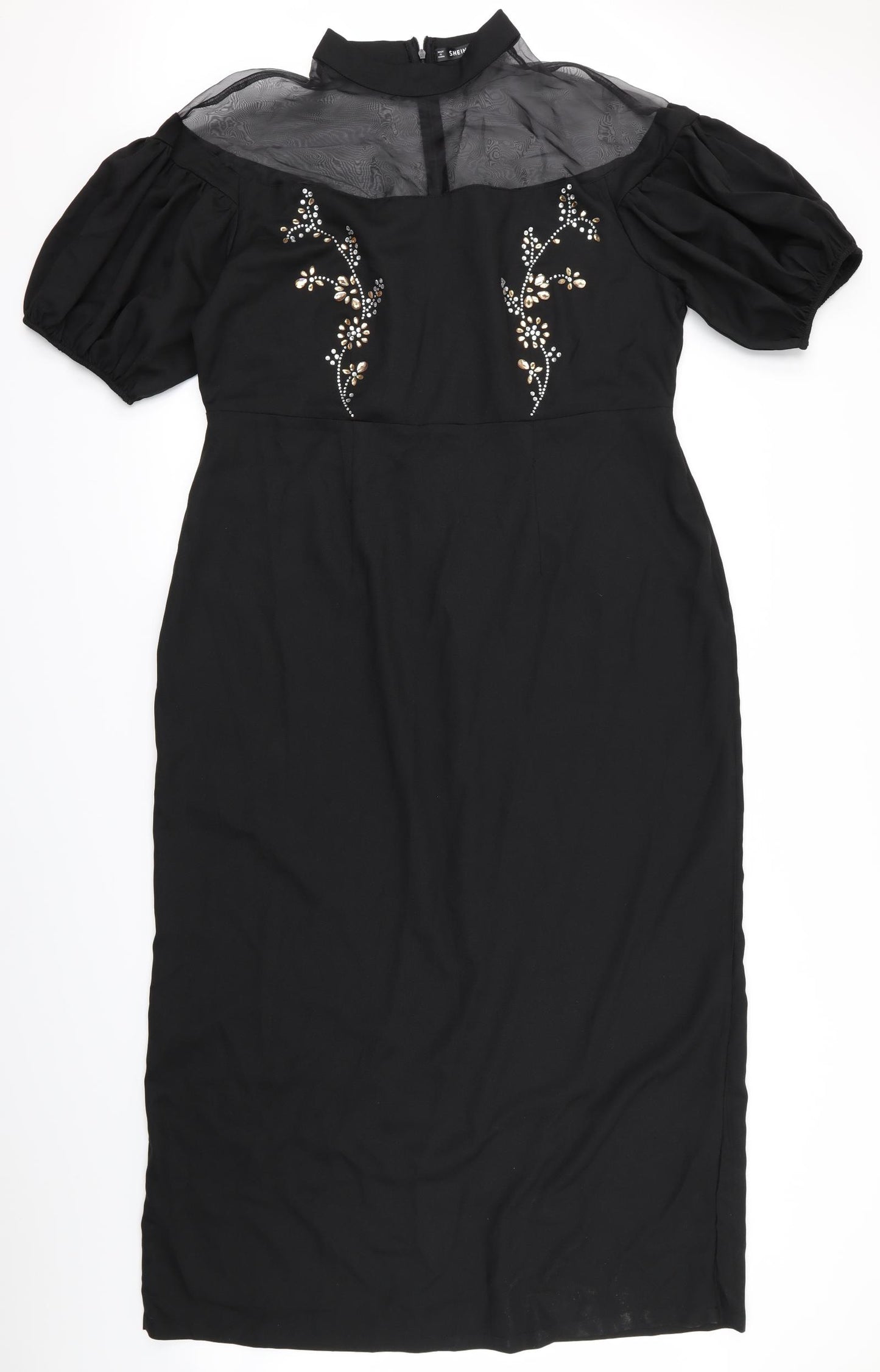SheIn Womens Black Floral  A-Line  Size 2XL