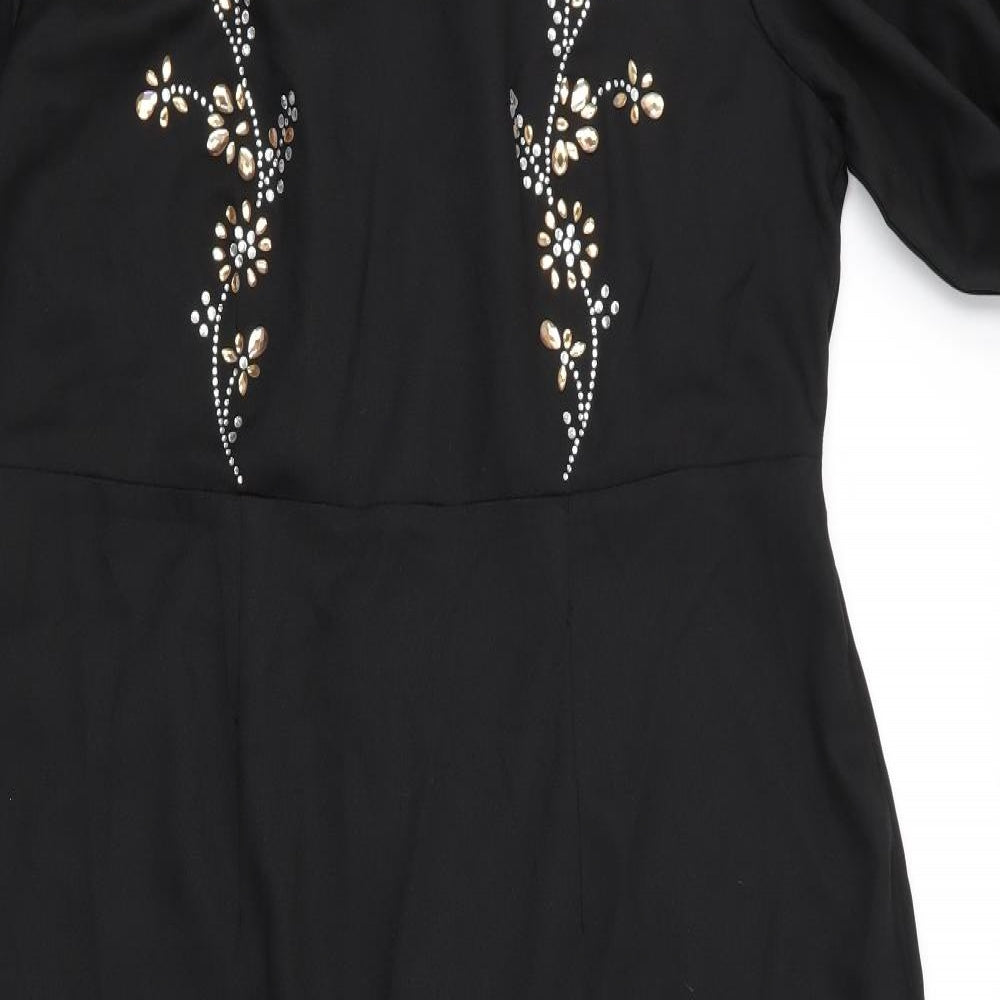 SheIn Womens Black Floral  A-Line  Size 2XL