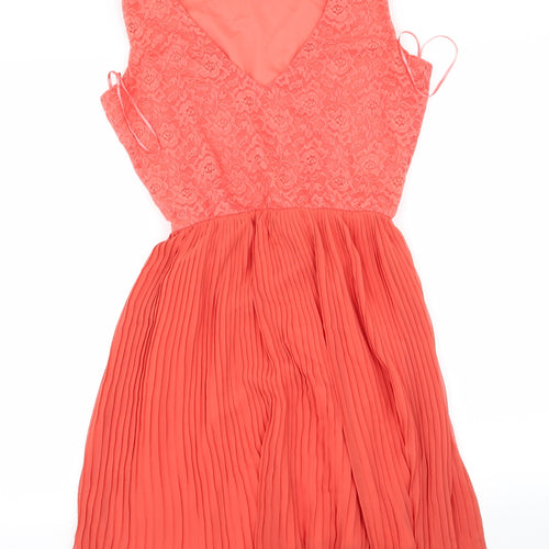 Topshop Womens Red Floral  Fit & Flare  Size 10