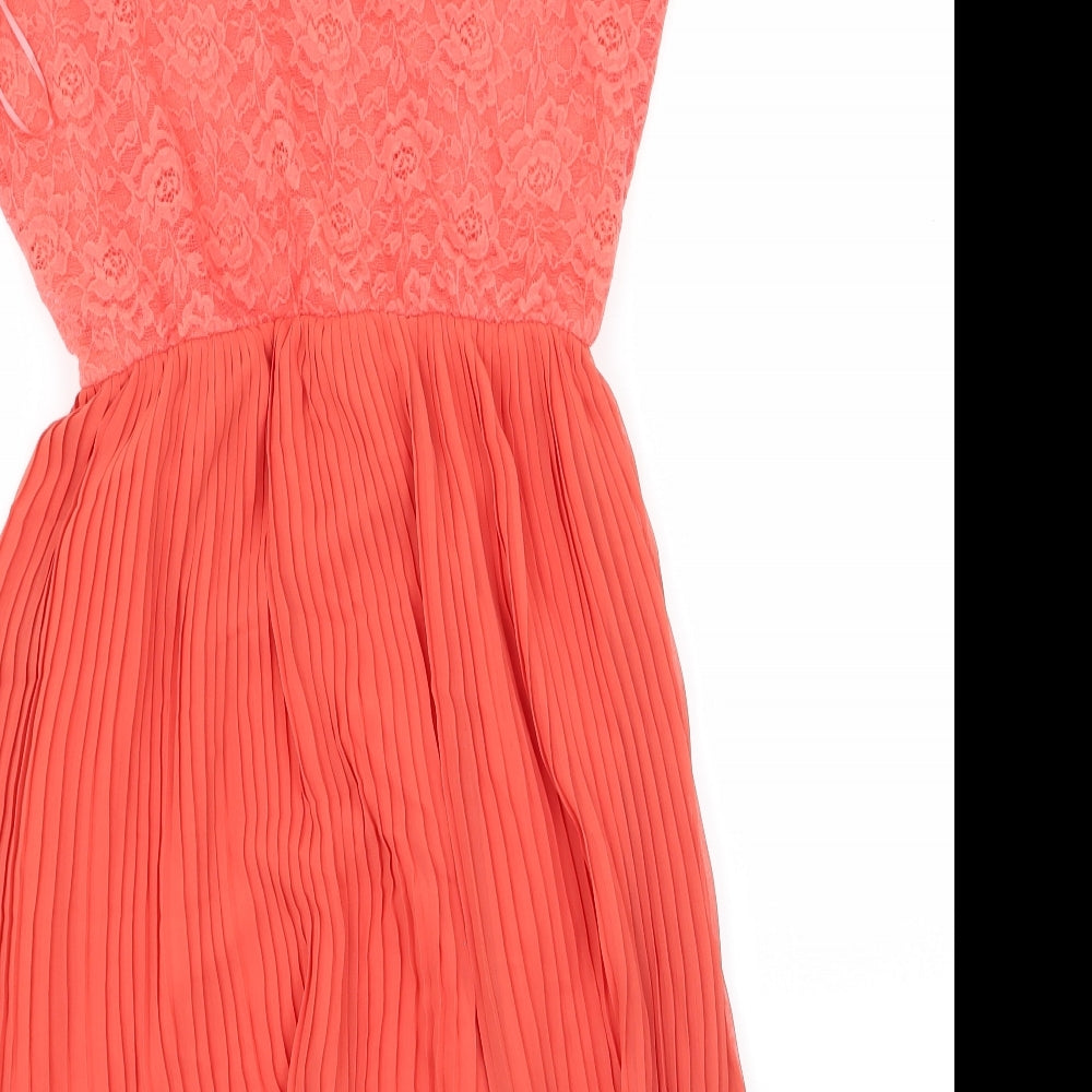 Topshop Womens Red Floral  Fit & Flare  Size 10