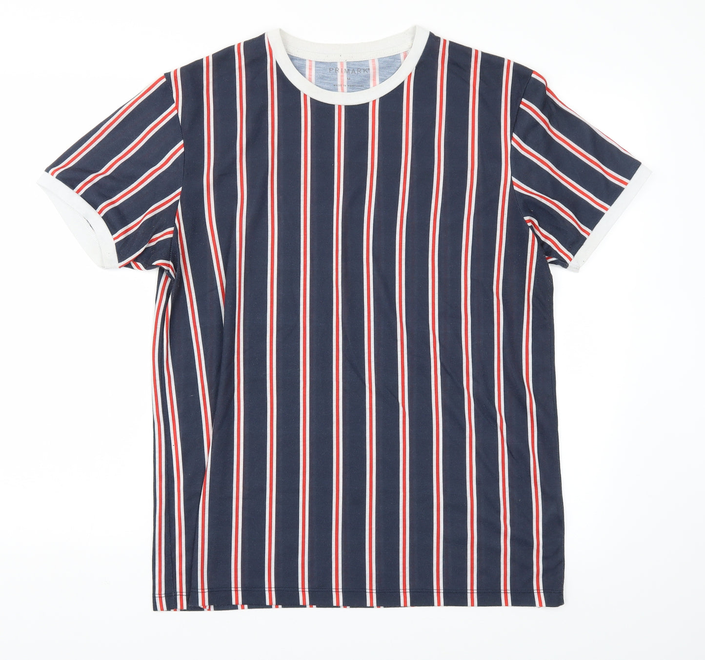 Primark Mens Blue Striped   T-Shirt Size M