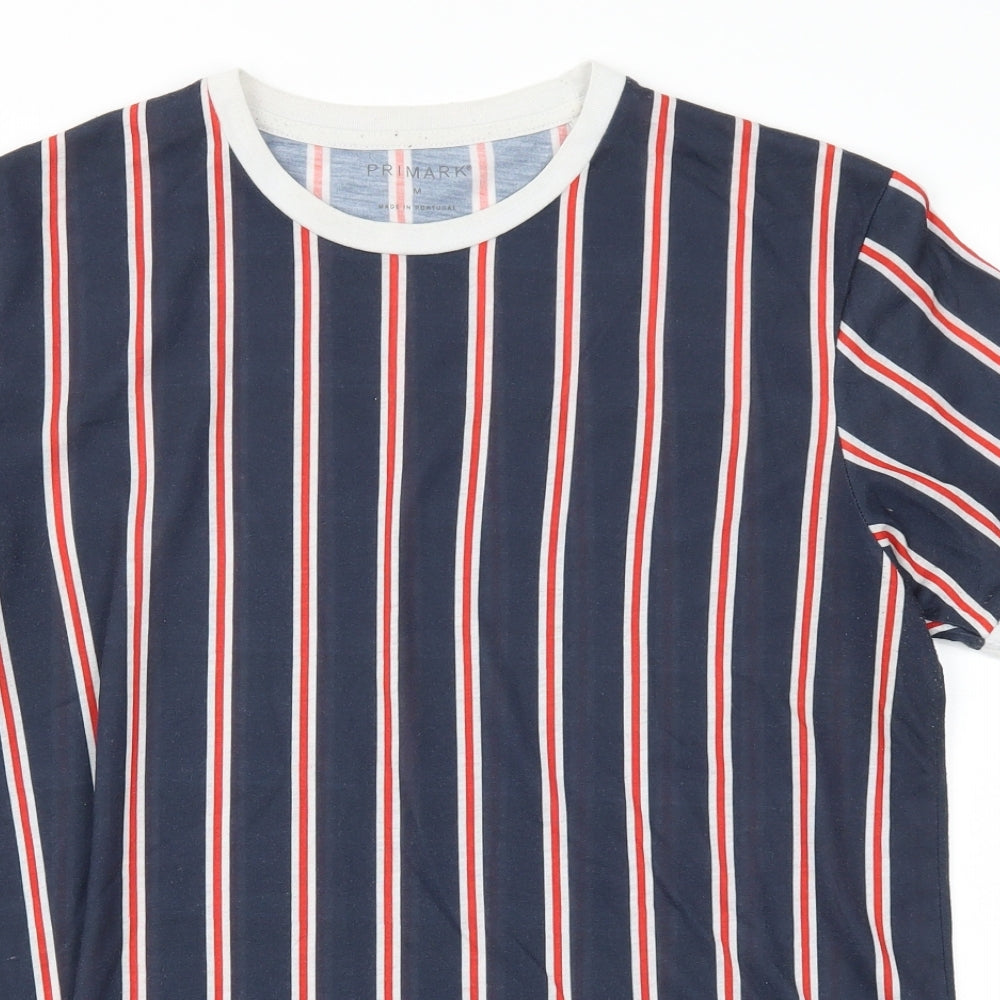 Primark Mens Blue Striped   T-Shirt Size M